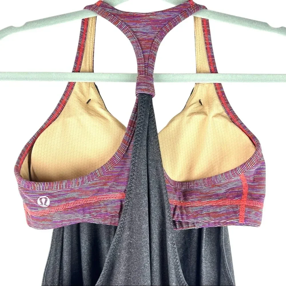 Lululemon Practice Freely Racerback Layered Tank 6 Deep Coal Built-in Bra